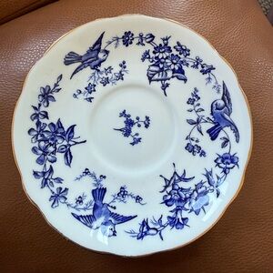 Blue and White Floral Bird Plate